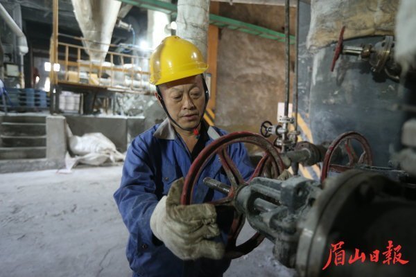  四川同庆南风有限责任公司内工人们正在生产元明粉。